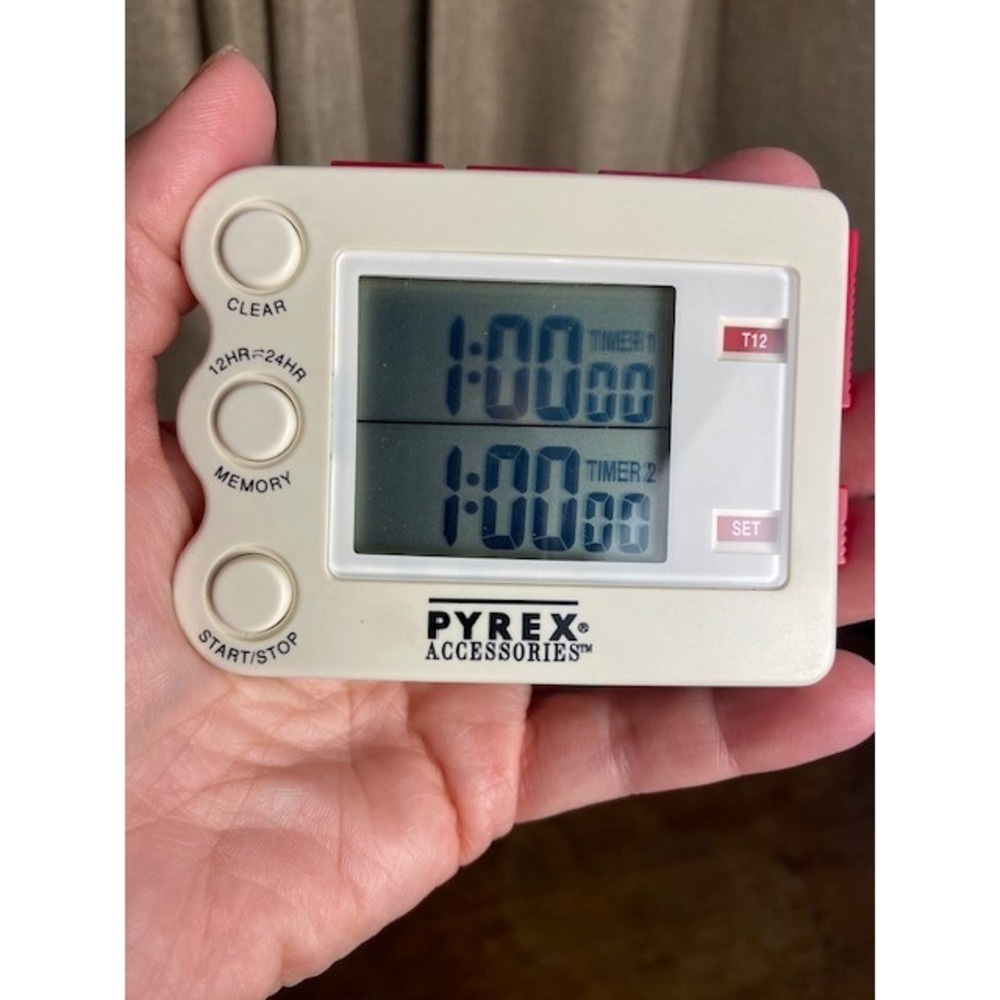 Pyrex Accessories Dual Digital Kitchen Timer Magnetic Clock Vintage Cream #7733